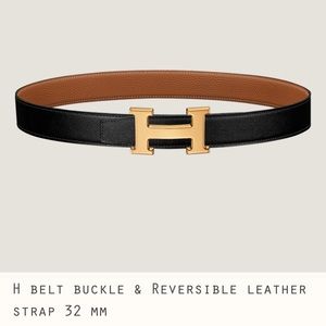 Authentic Hermes H belt buckle & Reversible leather strap 32 mm